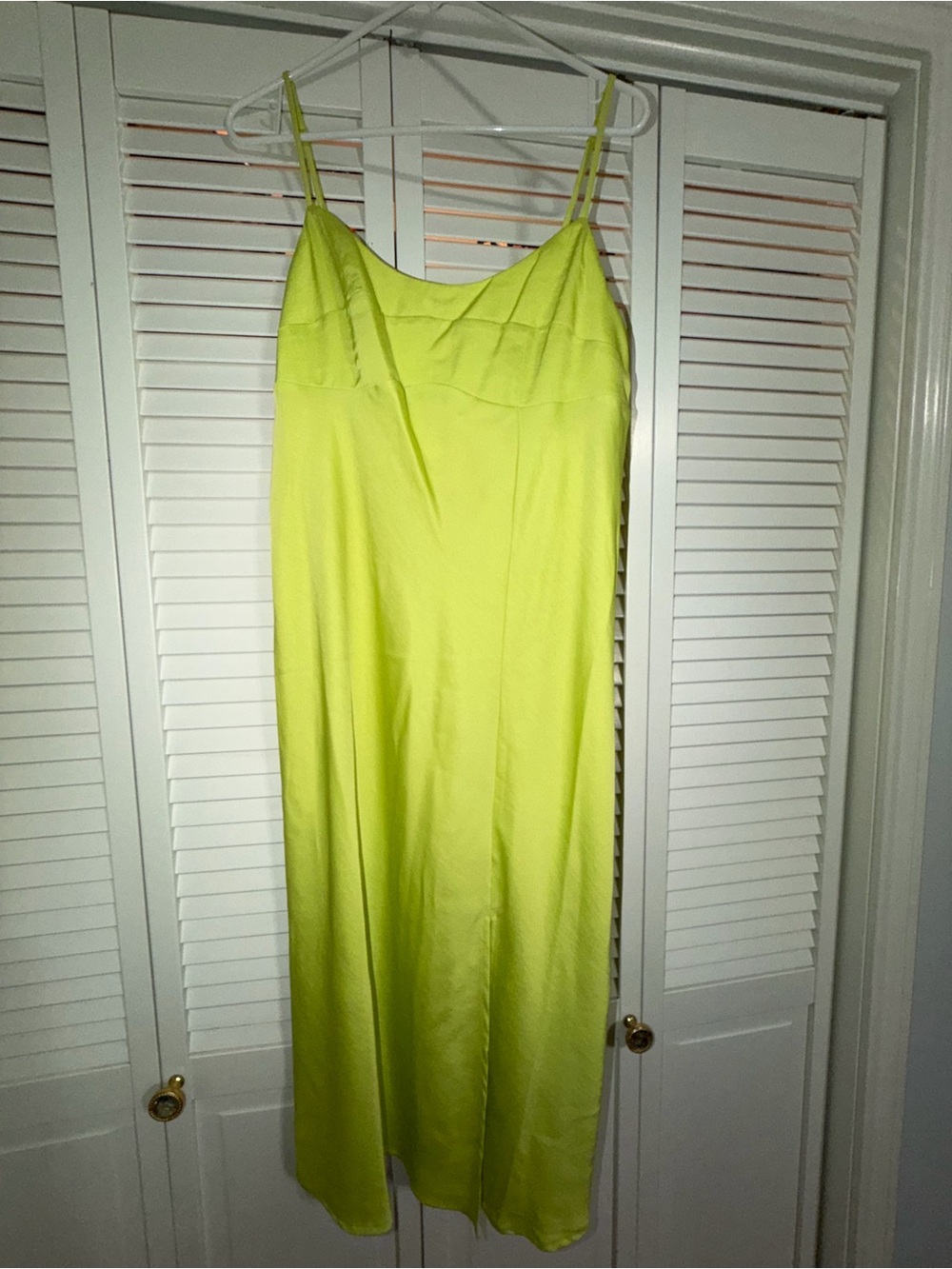 a new day Neon Lime Slip Midi Dress with Spaghetti Straps